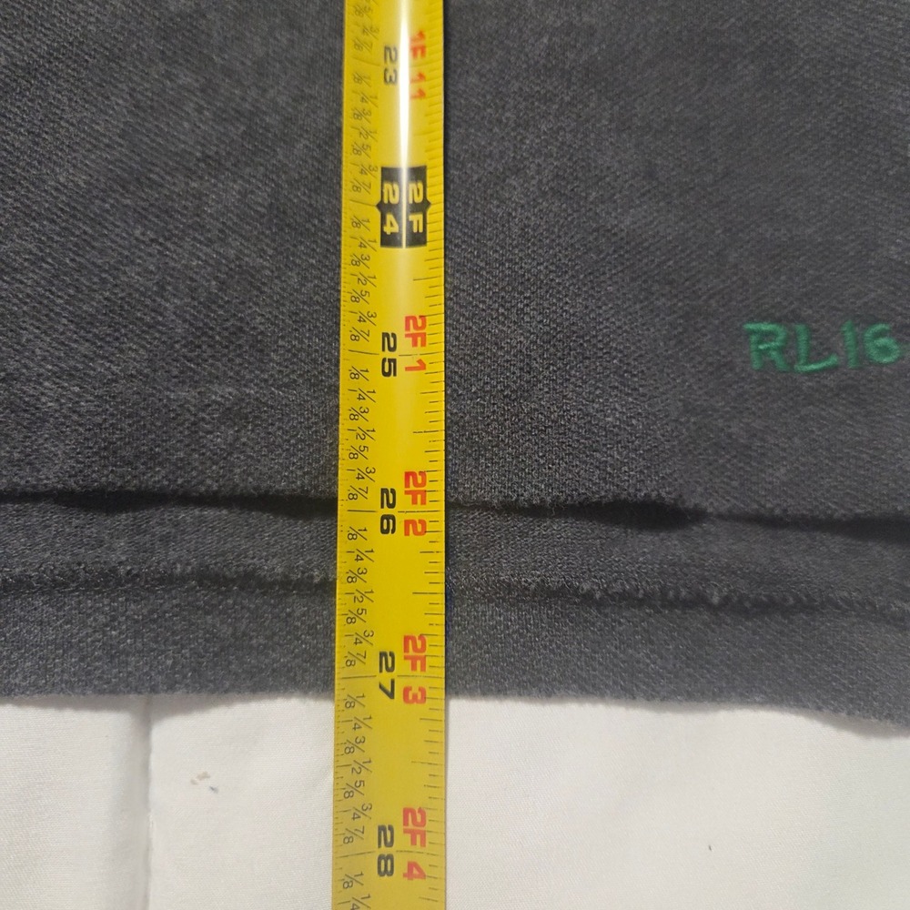 Polo Ralph Lauren Mens XL Charcoal Grey Long Sleeve Pique Polo Shirt RL16 Logo - Picture 9 of 10
